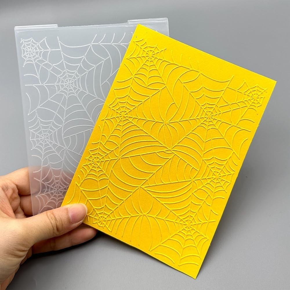 3D Plastic Embossing Folder Template Spider Web Texture A6 Size for Card Making