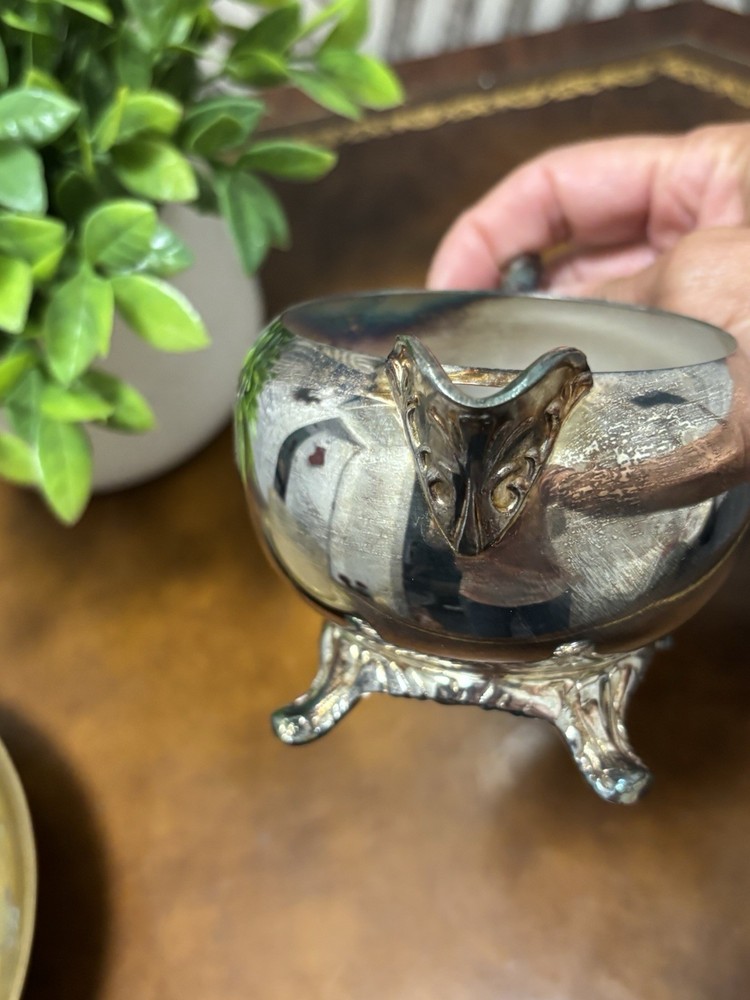 Vintage Silver Plated Victorian Footed Creamer