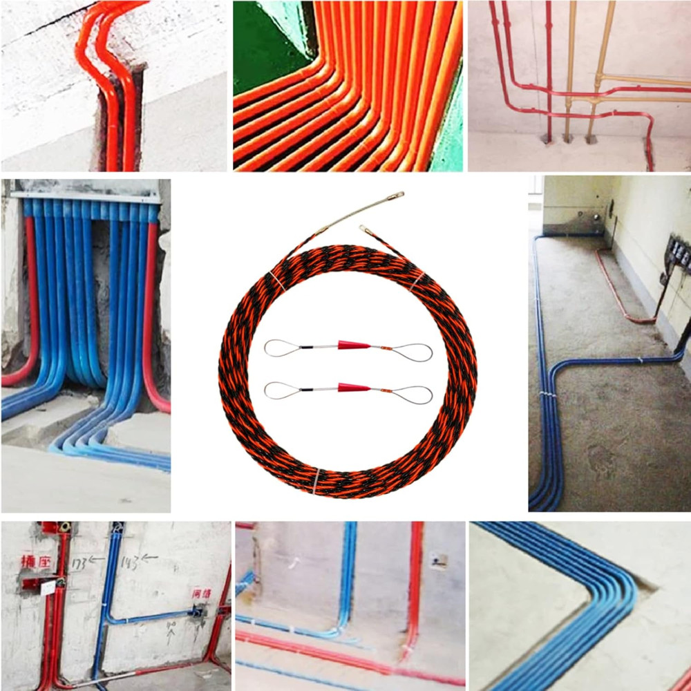 1/5" 50Ft Fish Tape Cable Puller Cable Rods Kit 15M PET Electrical Cable Puller