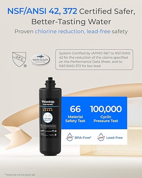 Waterdrop RF10 Replacement for 10UA/10UB Under Sink Water Filter, 3 PACK