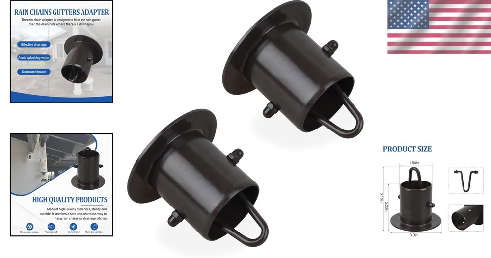 Upgrade Your System with 2 Pcs Black Aluminum Gutter Adapters - Quick Setup