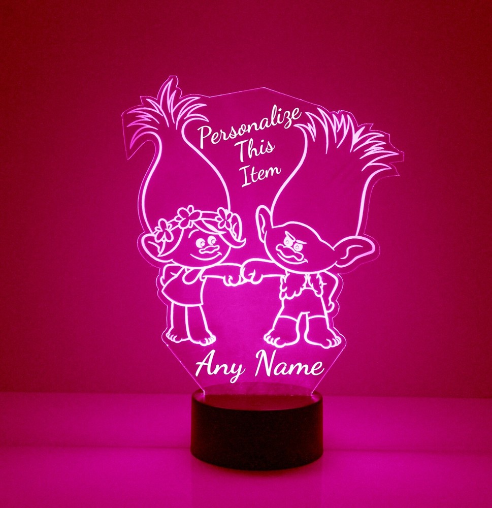 Trolls, Personalized FREE, LED Night Light Lamp + Remote