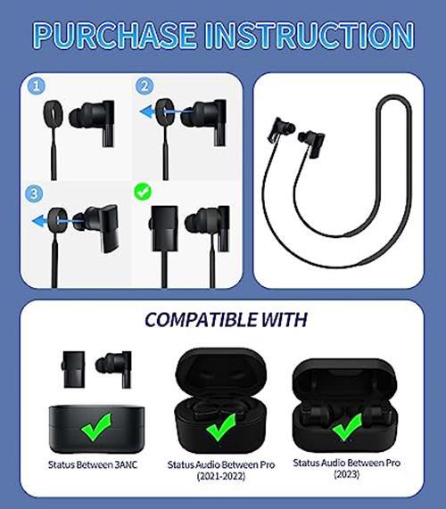 Anti-Lost Strap for Status Audio Between Pro/3ANC Earbuds, Black