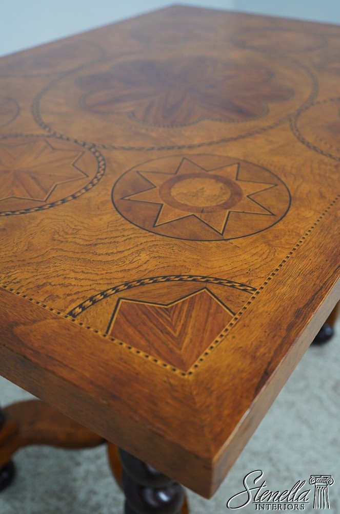 L67487: BAKER Highly Inlaid 1 Drawer Continental Library Table Desk