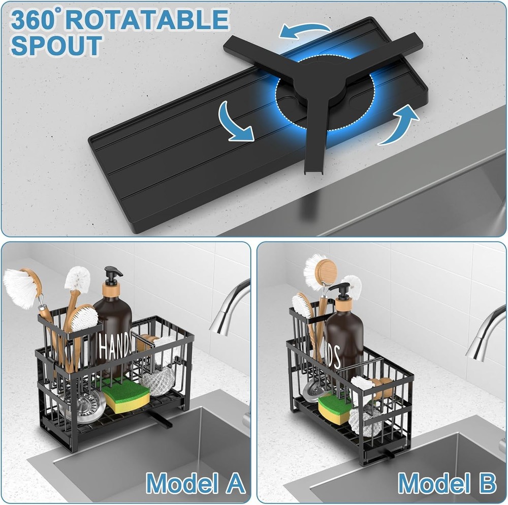 2-Tier Kitchen Sink Caddy – Sponge & Brush Holder, 4-Section Organizer