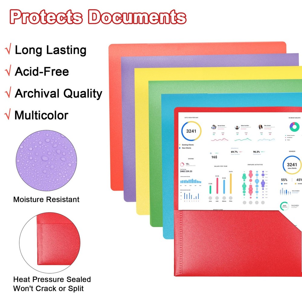 6 Pack 2 Pocket File Folders Documents Resume Portfolio Homework Paper Folder