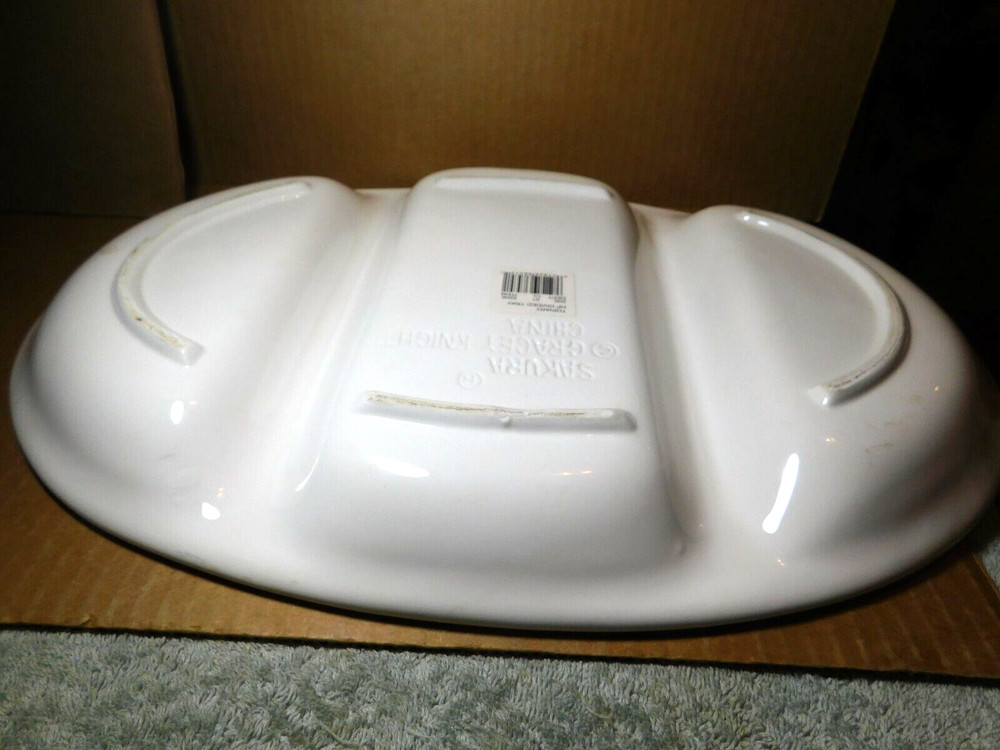 Sakura~Gracey Knight "Topiary" Oval Three Section Stoneware Platter