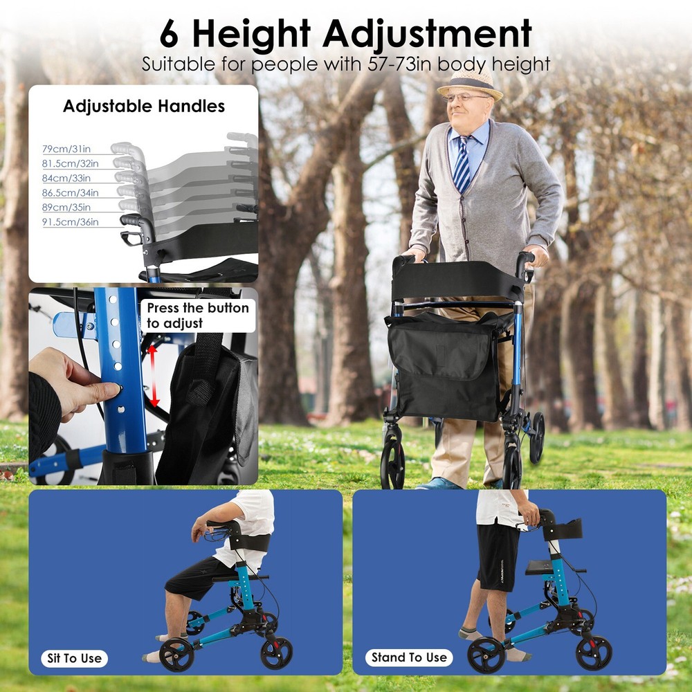 Rollator Walker & Seat Backrest Rolling Walker Outdoor Rolling Walker Aluminum