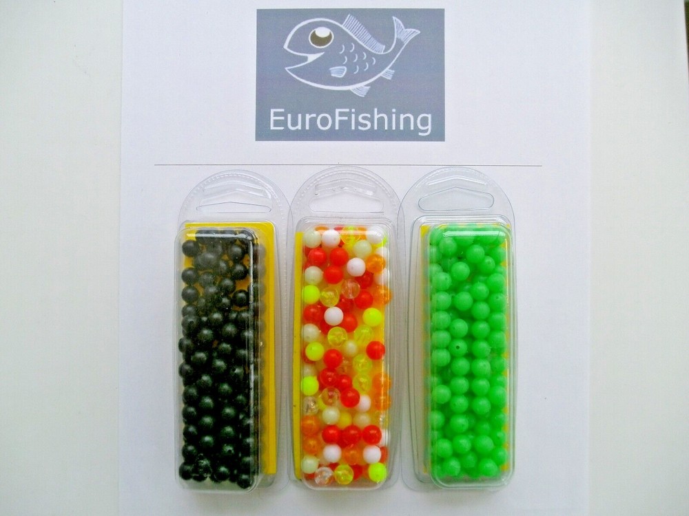 100 x 8mm  PLASTIC RIG BEADS - BLACK / MIXED COLOURS / LUMI GREEN