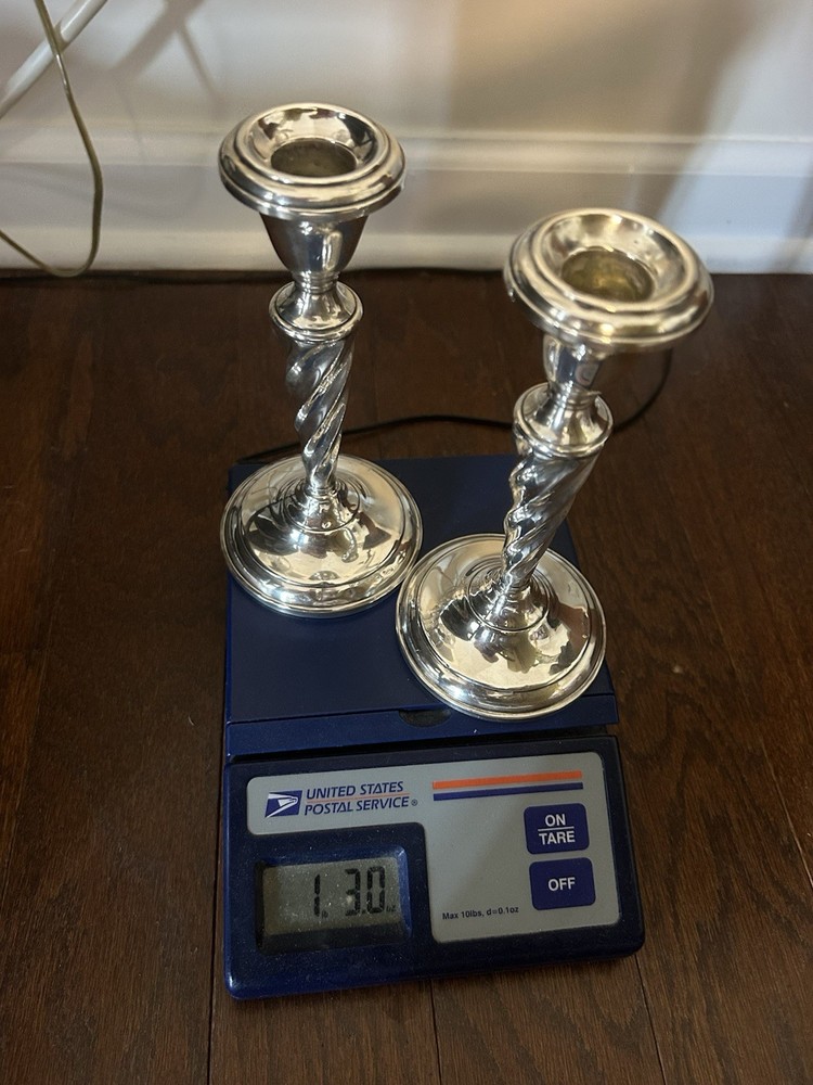 Sterling Twisted Candlestick Holders 6.5” T