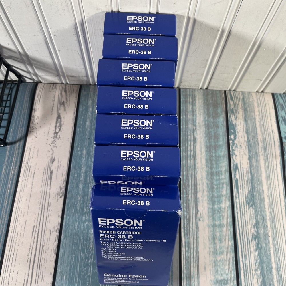 7 Genuine Epson ERC-38B Black Printer Ribbon Cartridges