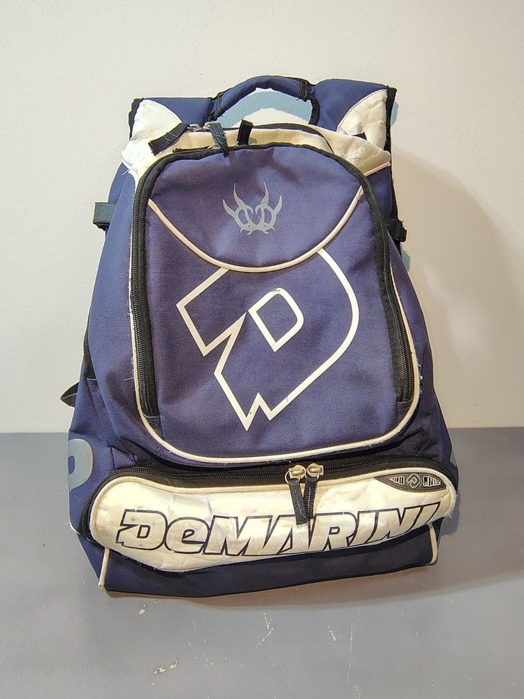 DeMarini Baseball Softball Backpack Bag Blue & White Holds 2 bats See Descript.