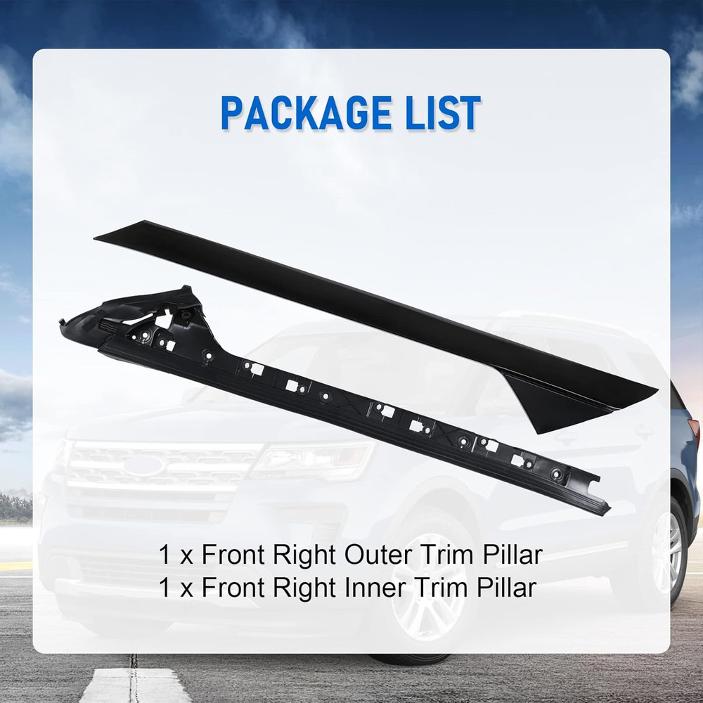 A-Pillar Windshield Molding Front Right Trim Outer & Inner Replacement for Ford