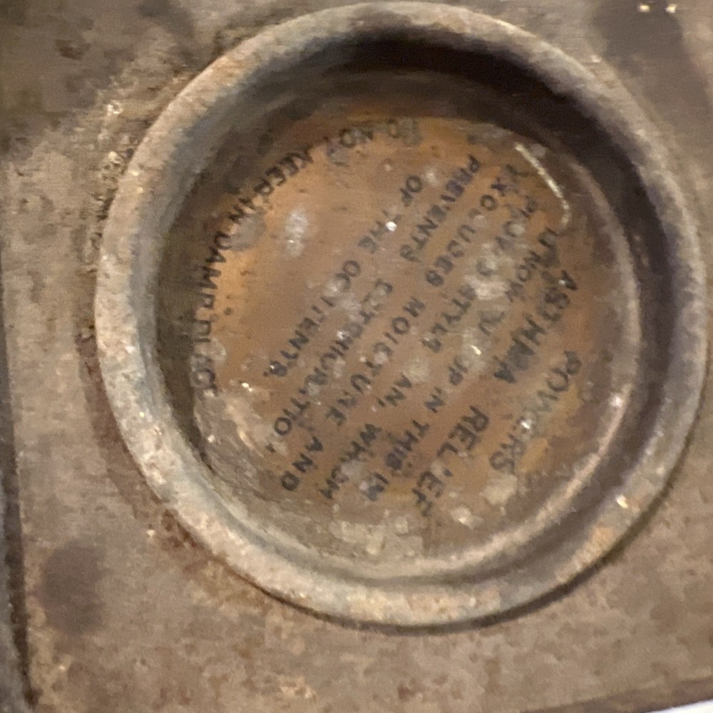 Antique Powers Asthma Relief Metal Tin Full
