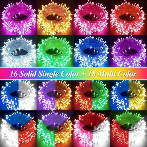 Color Changing Christmas String Lights with Clear wire, RGB with Remote