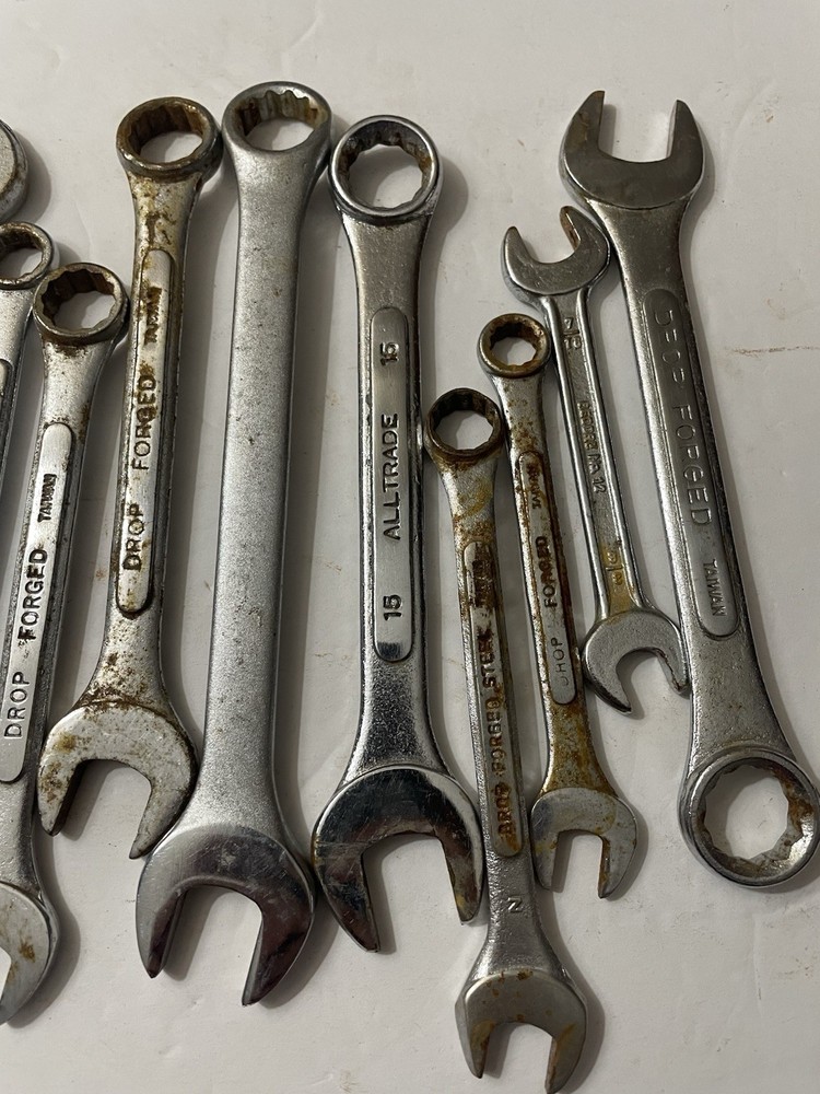 Vintage 14 Piece Mixed Brand Combination Wrench Tools