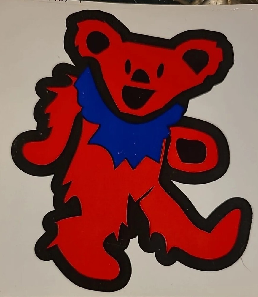 Grateful Dead - 4"x3" Sticker  Walking Bear , Red&blue