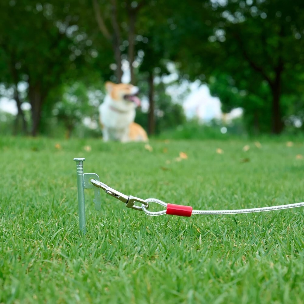 Durable 25 ft Tie-Out Cable for Large Dogs - Rust-Proof & Secure Attachment