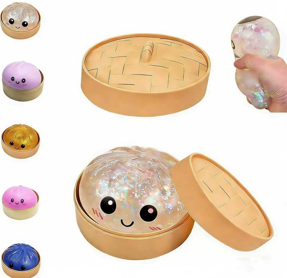 Dumpling Squishies,Glitter Dumpling, Glitter Squishy with Small, White
