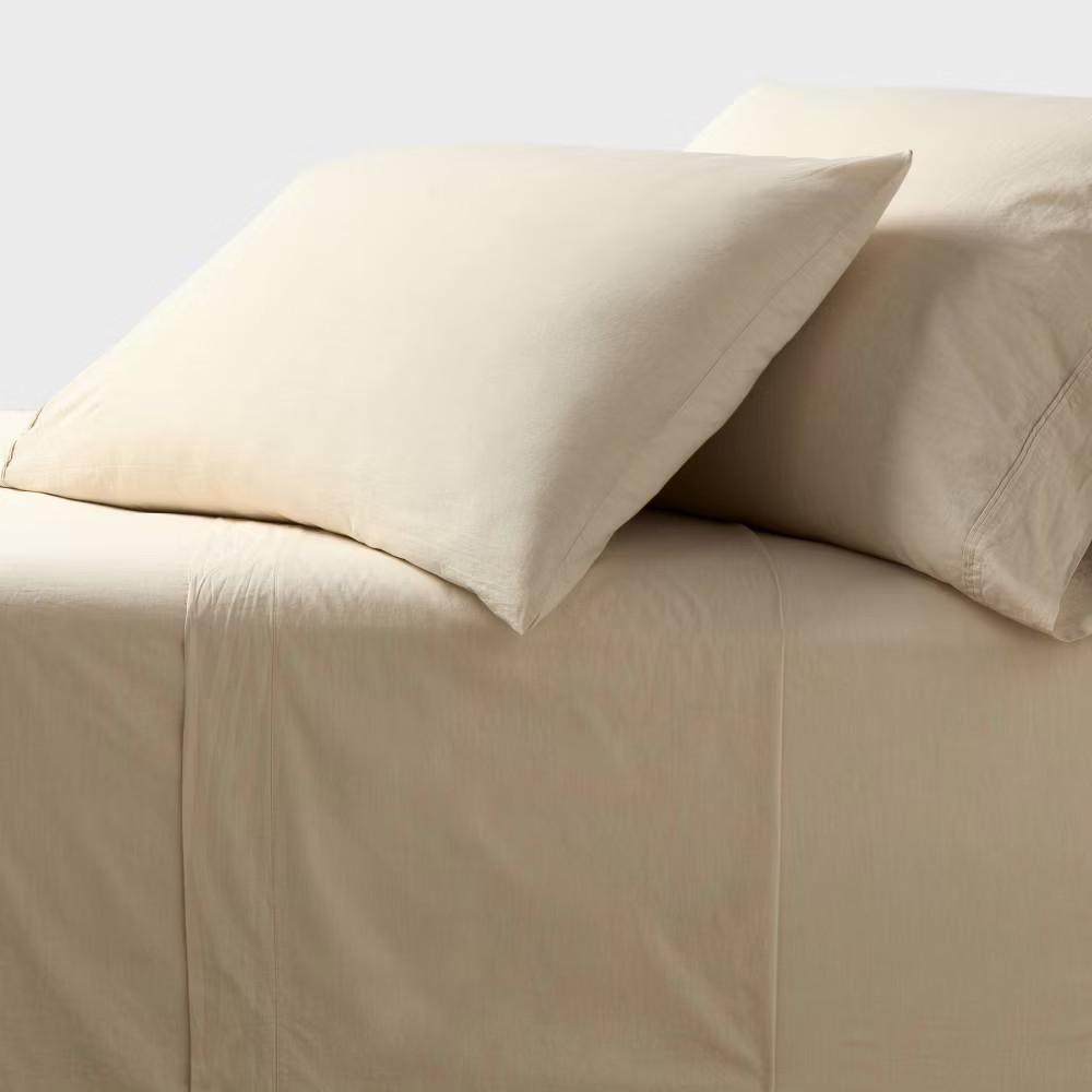 Queen Organic Percale Sheet Set Khaki Malange - Threshold