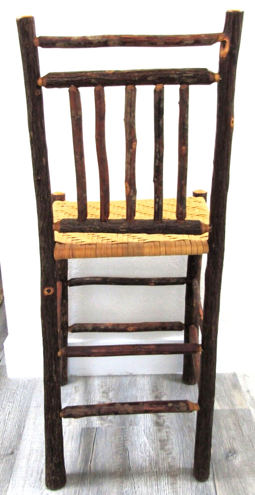 Primitive Wood with Cane Woven Seat Counter Stool