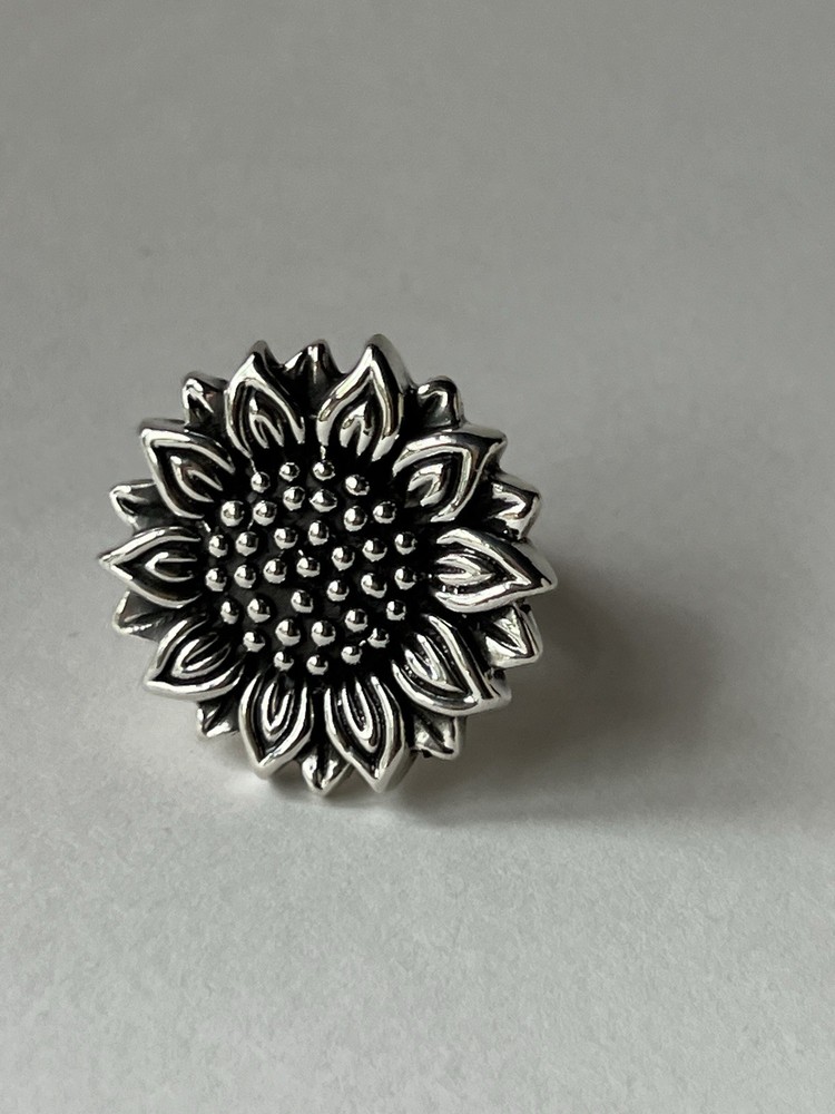 Artisan Sunflower Ring 925 Sterling Silver Size 8 Boho Statement Piece