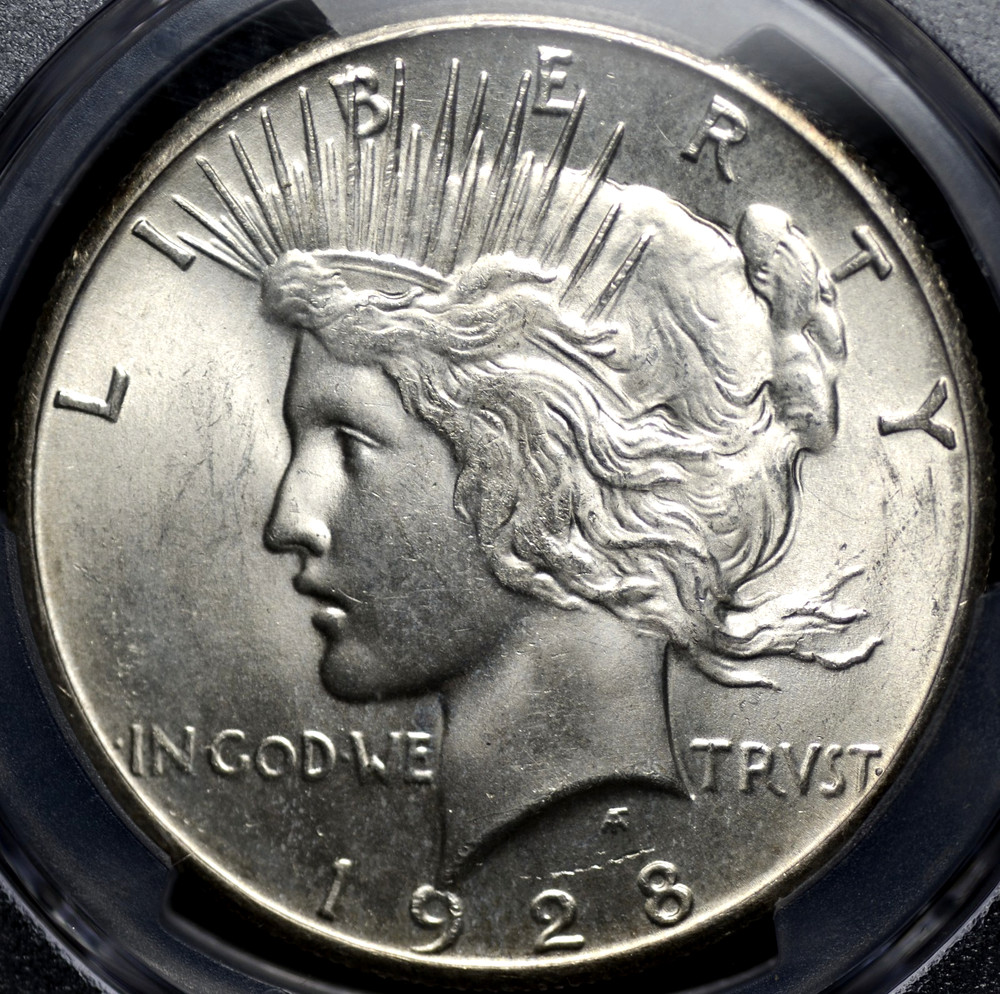 1928 PEACE DOLLAR PCGS MS 63 EXCEPTIONALLY SMOOTH, SOFT AND SATINY GLOWING WHITE