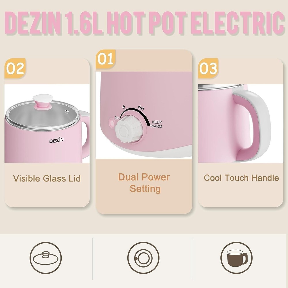 Versatile Electric Noodles Cooker with Temperature Control & Keep Warm Function
