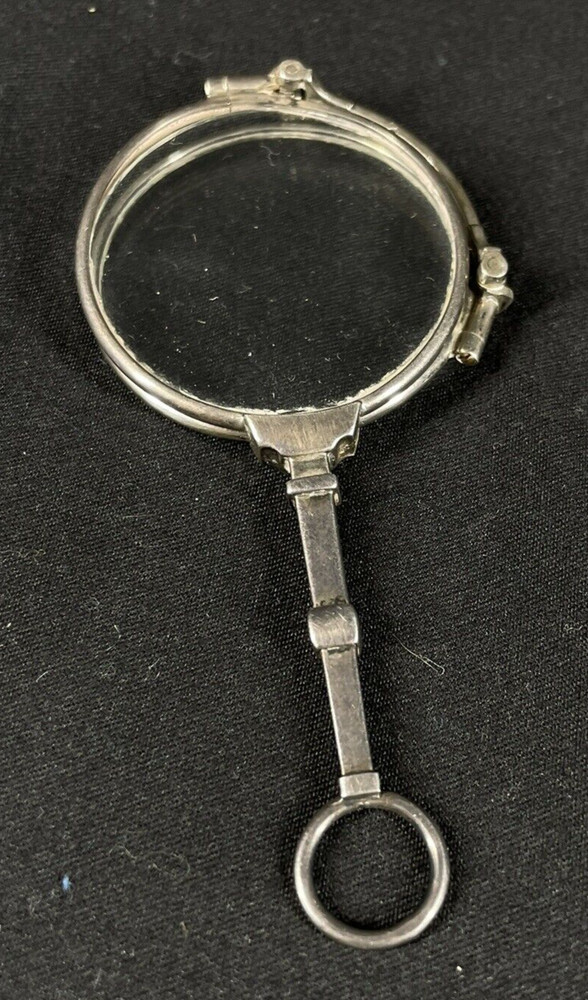 Antique Edwardian Sterling Lorgnette Pull Down Handle To Open