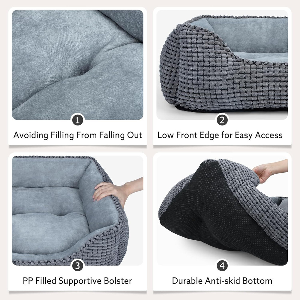 Dog Bed for Large Medium Small Dogs, Rectangle Washable Sleeping Puppy Bed, Soft