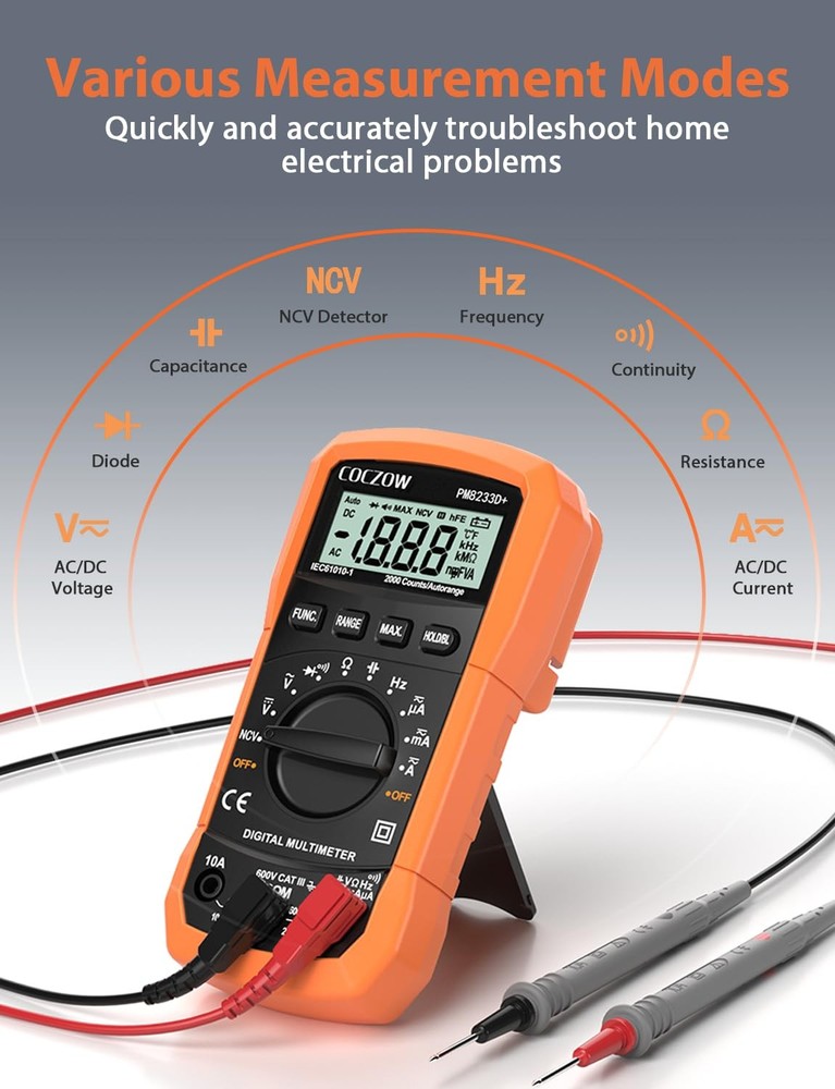 Digital Multimeter,Multimeter Tester, High Sensitivity Voltmeter Black