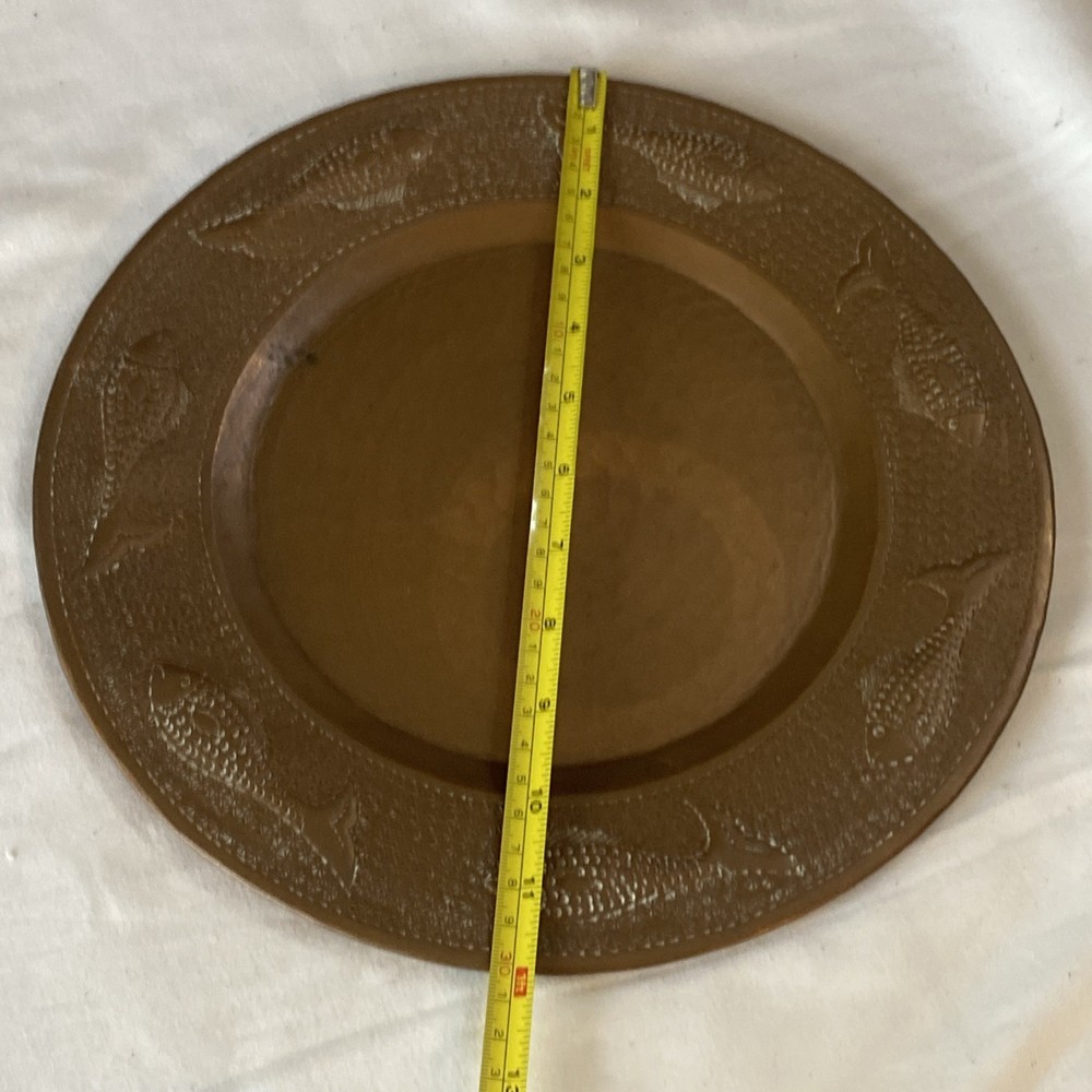 Vintage Solid Copper Plate Fish Motif 12” Wide