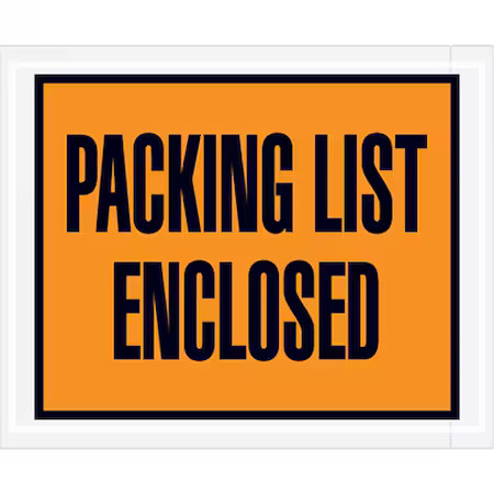 Packing List Envelopes, Orange, Pk1000, Pl10