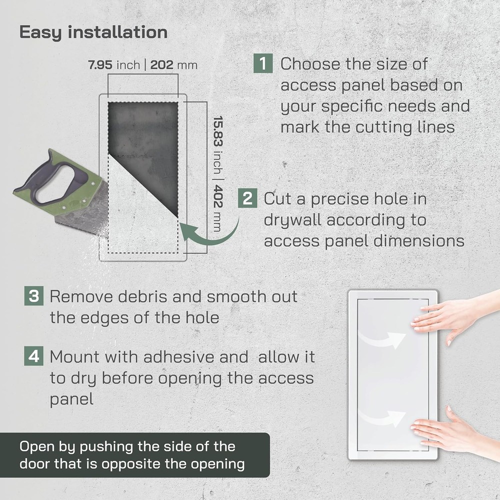 Vent Systems White ABS Plastic - Access 8 x 16 Inch / 200 x 400 mm,