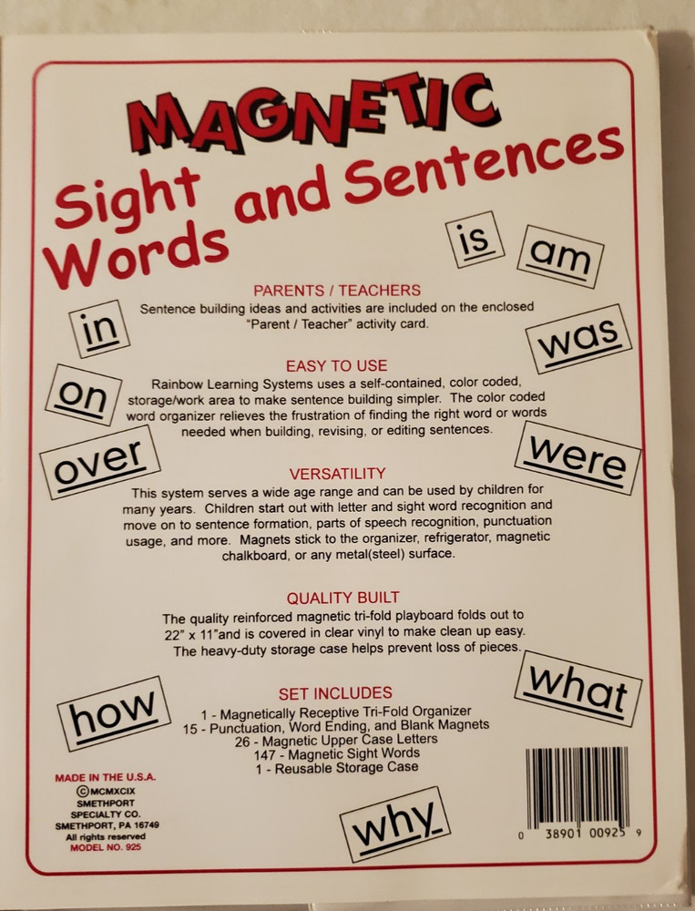 MAGNETIC SIGHT WORDS SENTENCES Rainbow Learning Systems Homeschooling Education