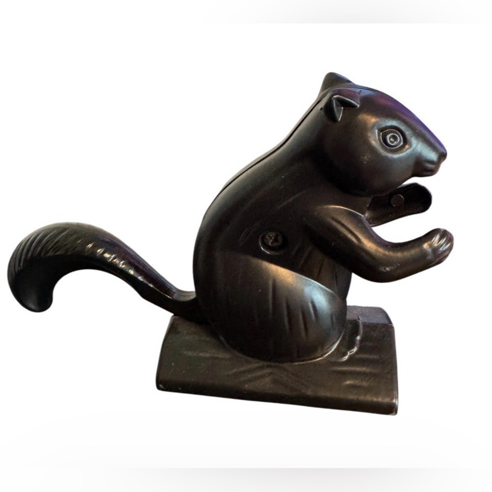 vintage cast aluminum squirrel nutcracker black