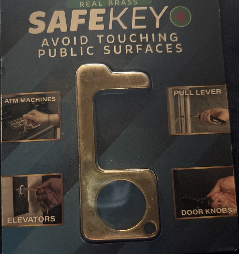 Safety Key Avoid Touching Public Surfaces Real Brass