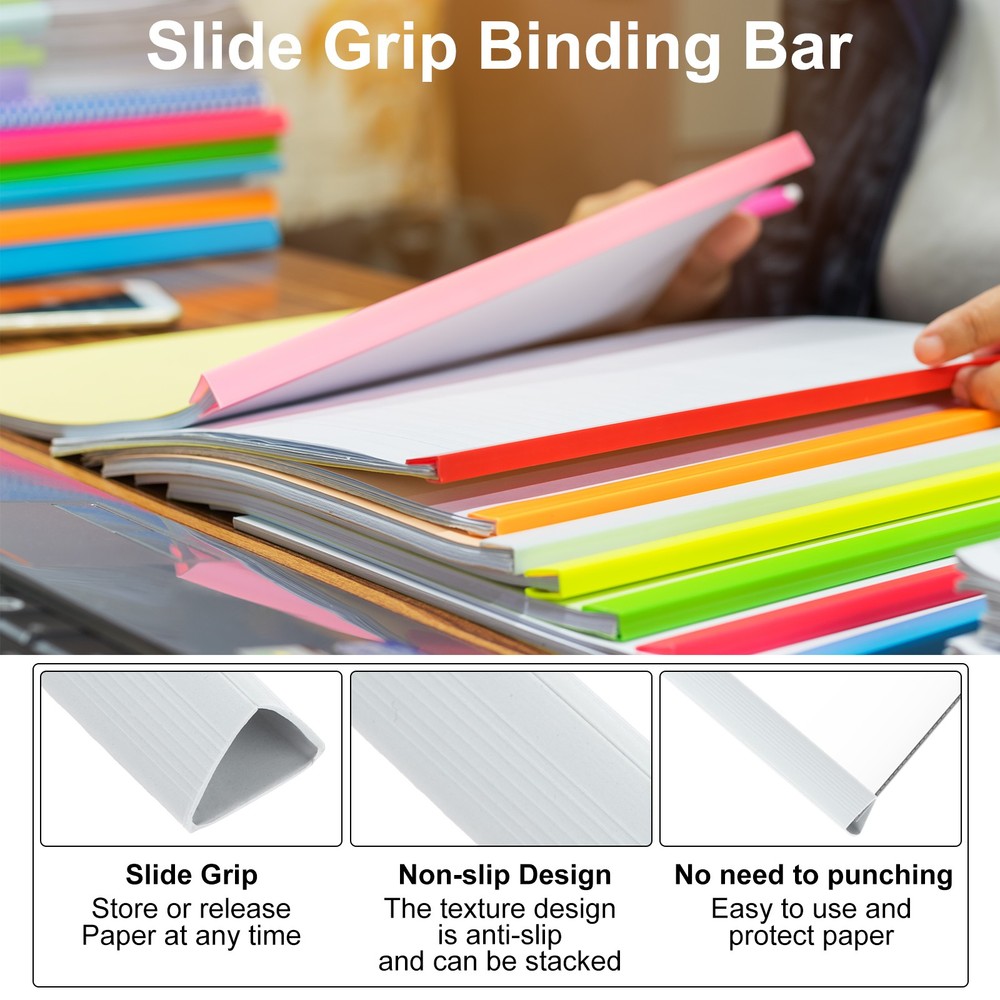 30Pcs 13x15mm Binding Bars, 120 Sheets Capacity, White