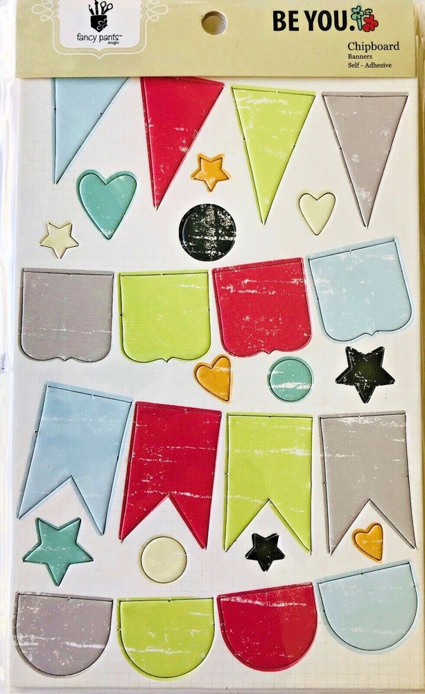 Fancy Pants Designs - Be You Banners Collection - Chipboard Shape/Sticker Pack