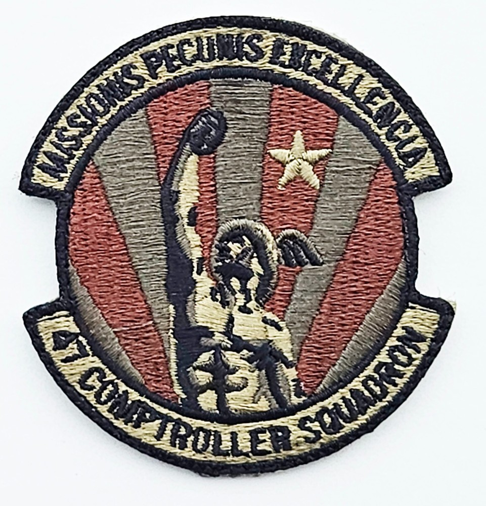 Air Force 47th Comptroller Squadron Spice Brown Hook Back Patch