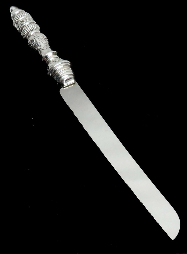 OUTSTANDING STERLING SILVER HANDLE 13 1/2" CAKE KNIFE