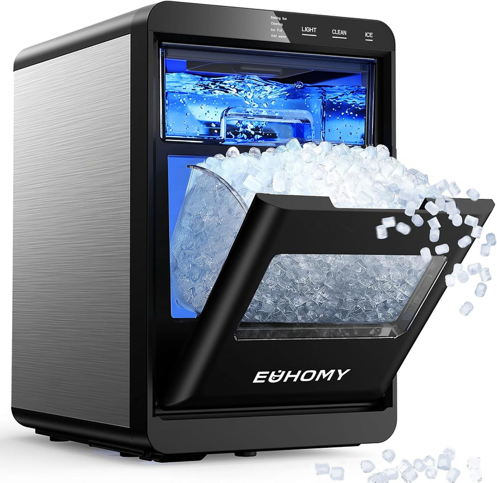 Nugget Ice Maker Countertop, 40Lbs/24H Pebble Ice Maker Machine, Self-Cleaning C