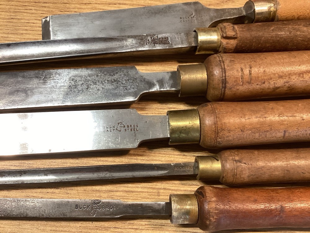 Nice Set Of 6 Vintage Giant Buck Bros Lathe Chisels Gouges Tuning Tools