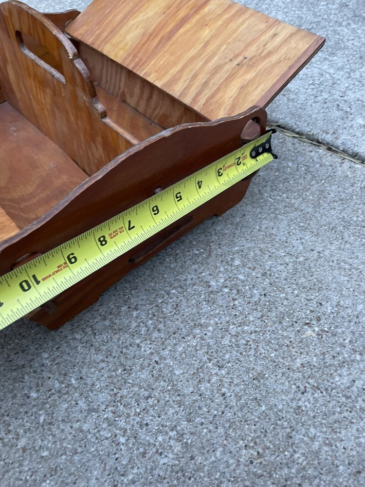 Vintage Wood Sewing Storage Box w/Handle NL