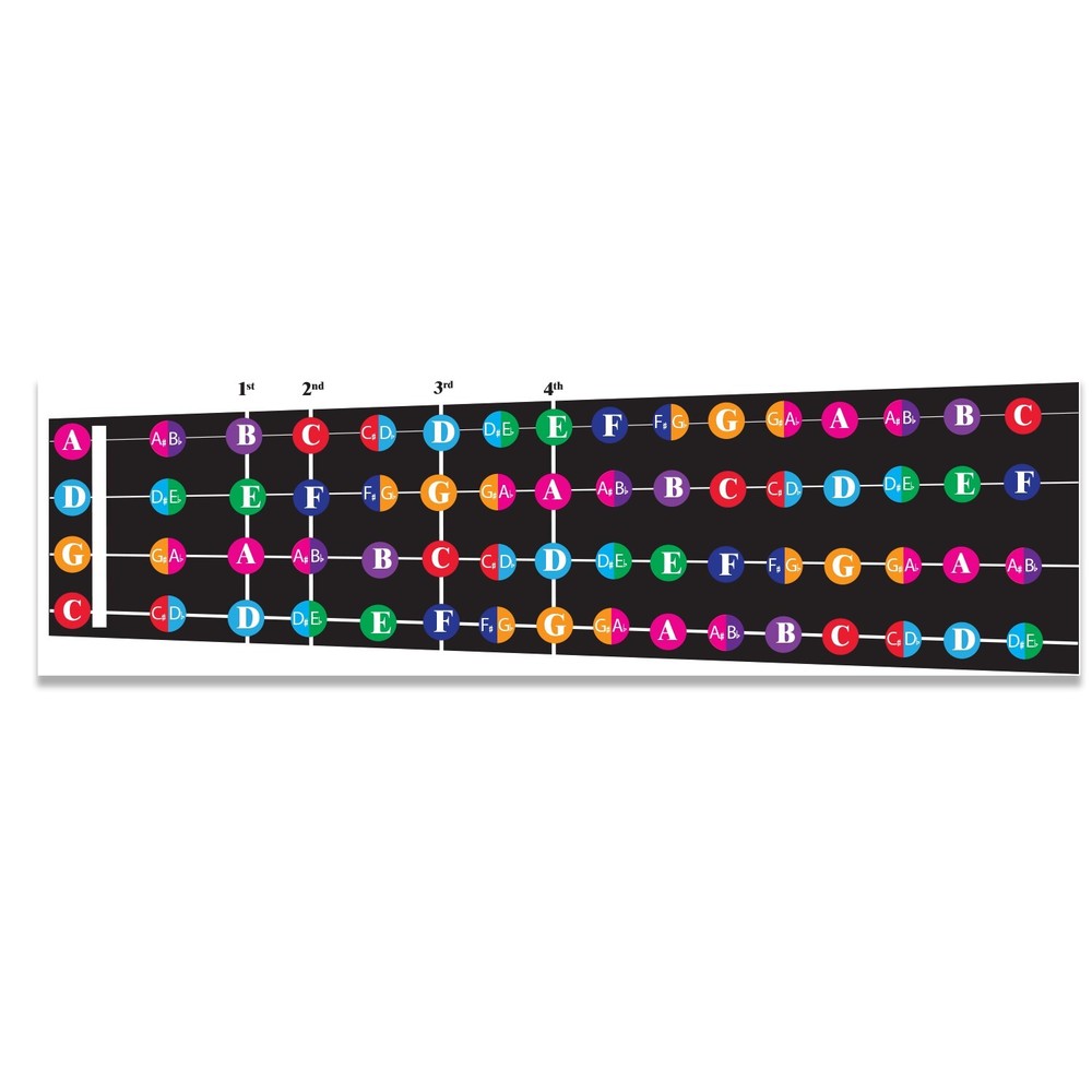 Color Coded Cello/Viola Fretboard Note Chart, Learn to Play Music Theory
