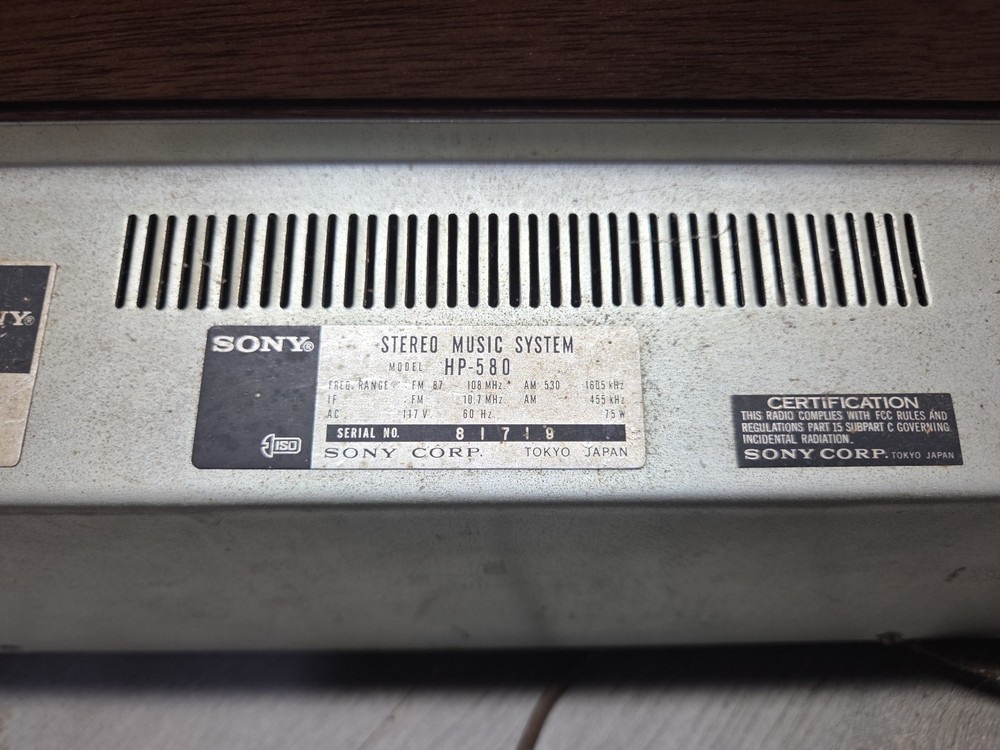 VTG Sony HP-580A Solid State Stereo Music System Please Read