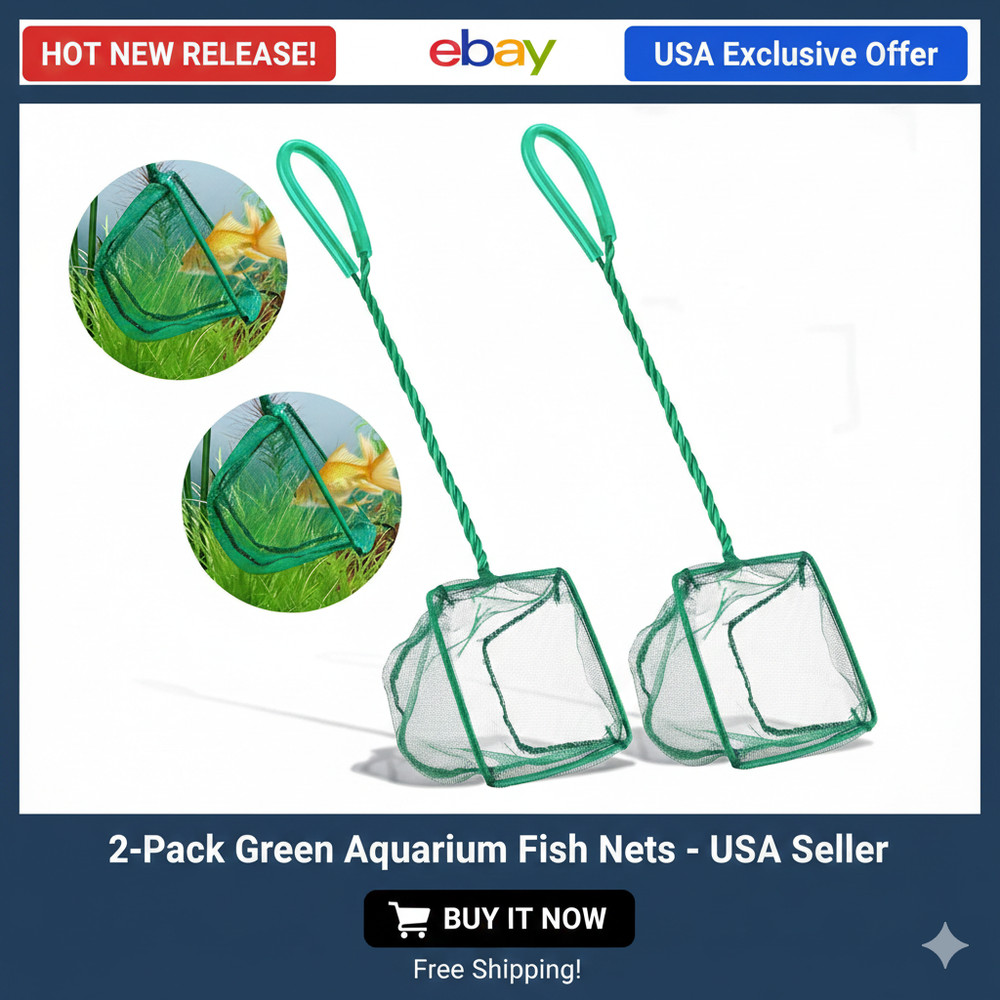 2 Pack Aquarium Fish Nets 4 Inch Small Mesh Fish Catch Net with Plastic Handle
