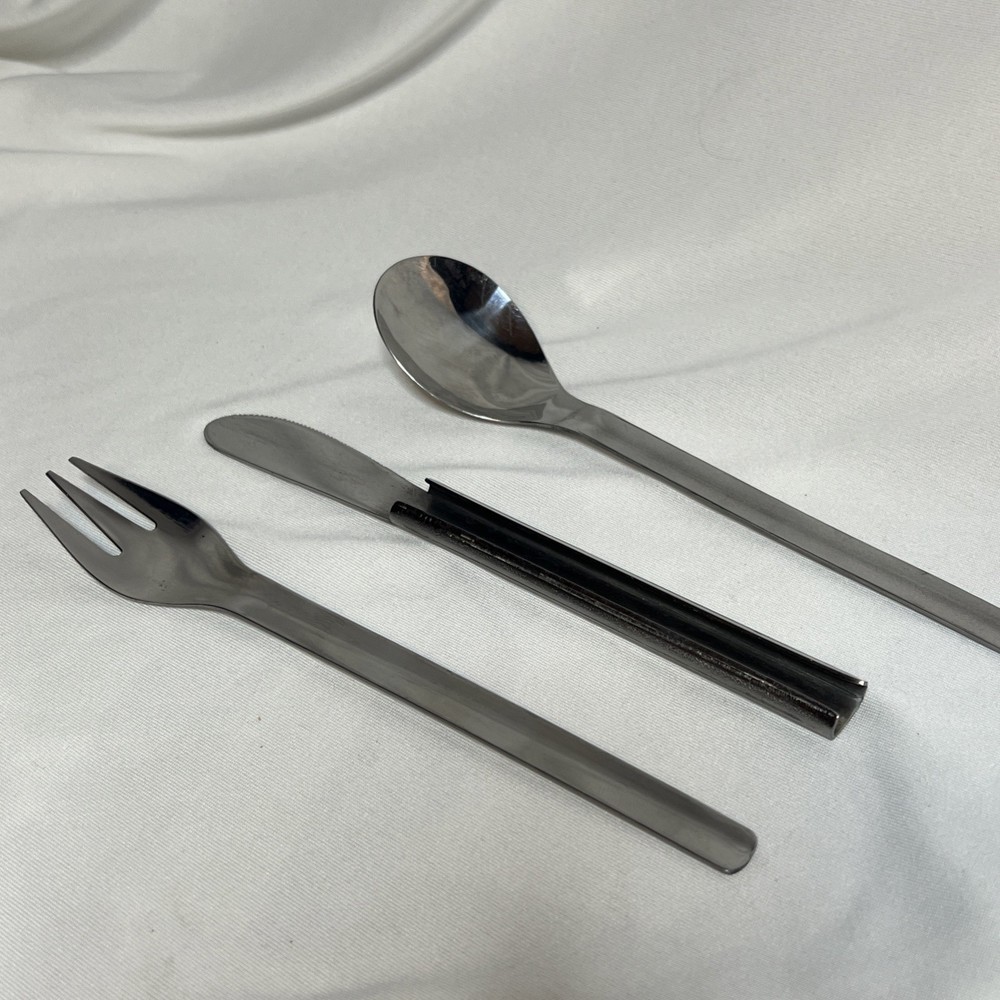 Compact Flatware Set Stainless Steel Knife Fork Spoon Hiking Camping Bug Out