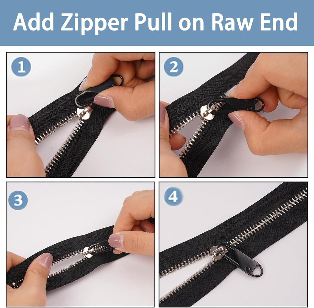 Zipper Pull, 6 PCS Replacement Metal Zipper Handle Mend Fixer Tab for Luggage, S