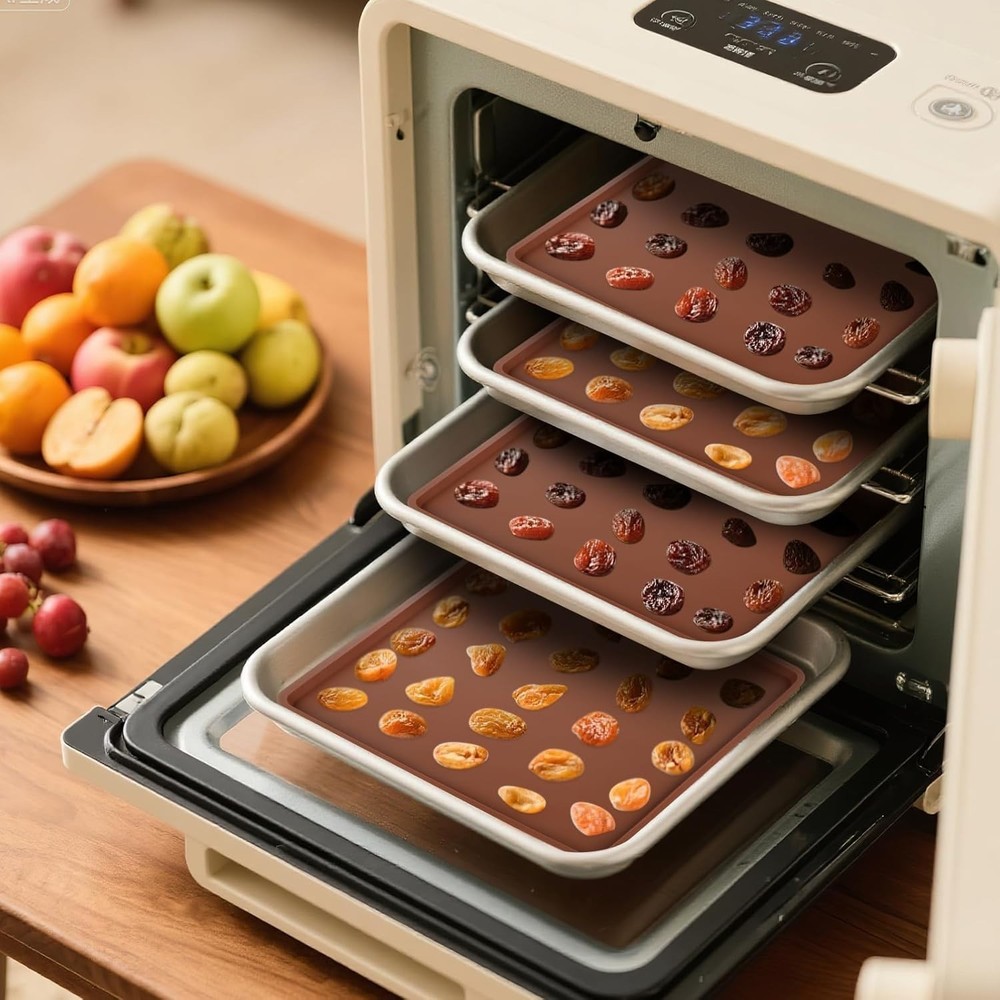 8 Pack Silicone Dehydrator Trays Sheets 14'' X 14'',Reusable Fruit Leather Dehyd